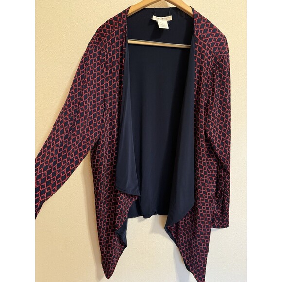 Travelsmith Jacket Blazer Size 2x Drape Navy Blue Red Geometric Packable Office - Picture 3 of 7